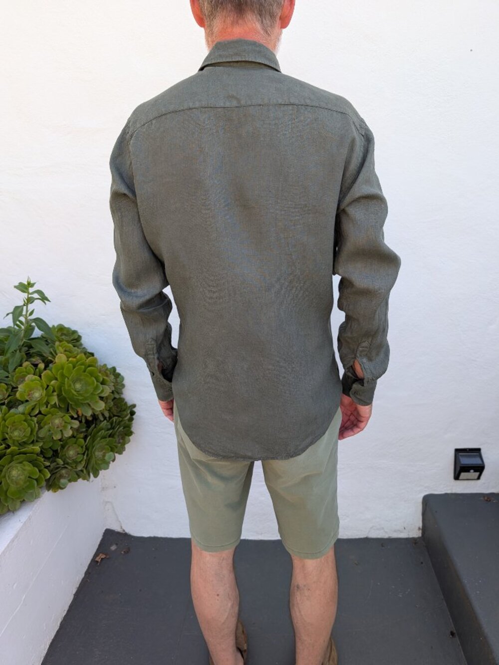Vintage Carlos Cordoba Linen shirt dark green men's medium - Picture 3 of 8